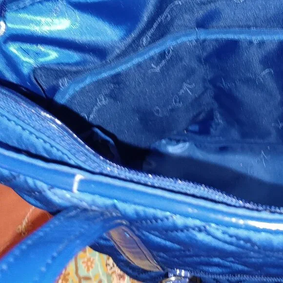 Vera Bradley Microfiber Purse Cobalt Blue Tote - Picture 10 of 10